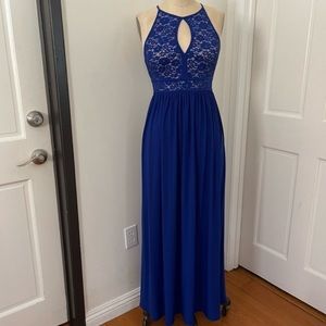 Nightway Blue Lace Glitter & Sequin Lace Maxi Dress